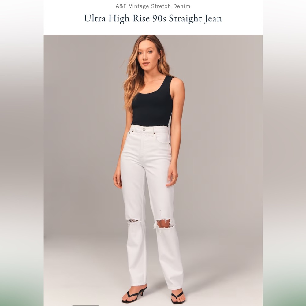Abercrombie & Fitch 90’s ultra high rise white denim